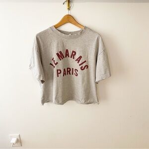Gray Le Marais Paris T-Shirt Cropped